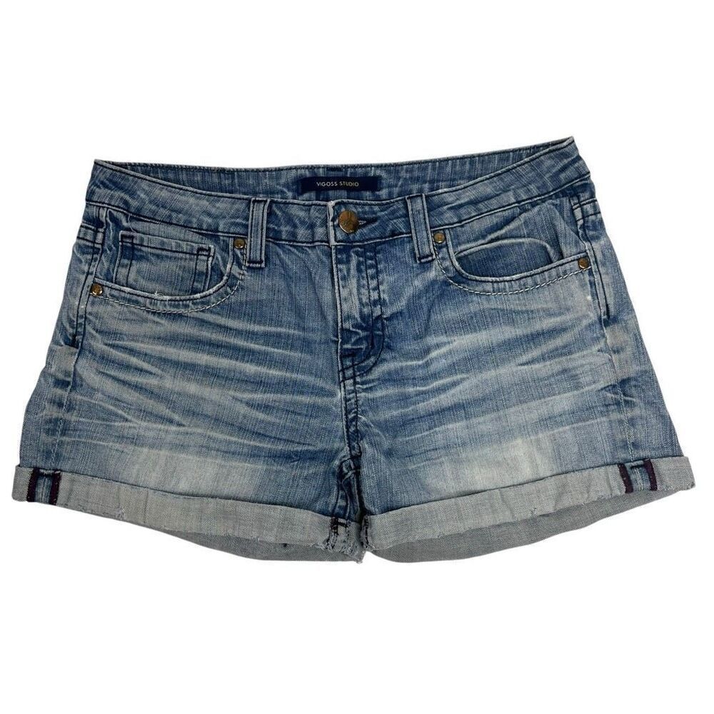 Vigoss Studio Womens Denim Stretch Rolled Hem Cut Off Shorts Blue Size 11/12